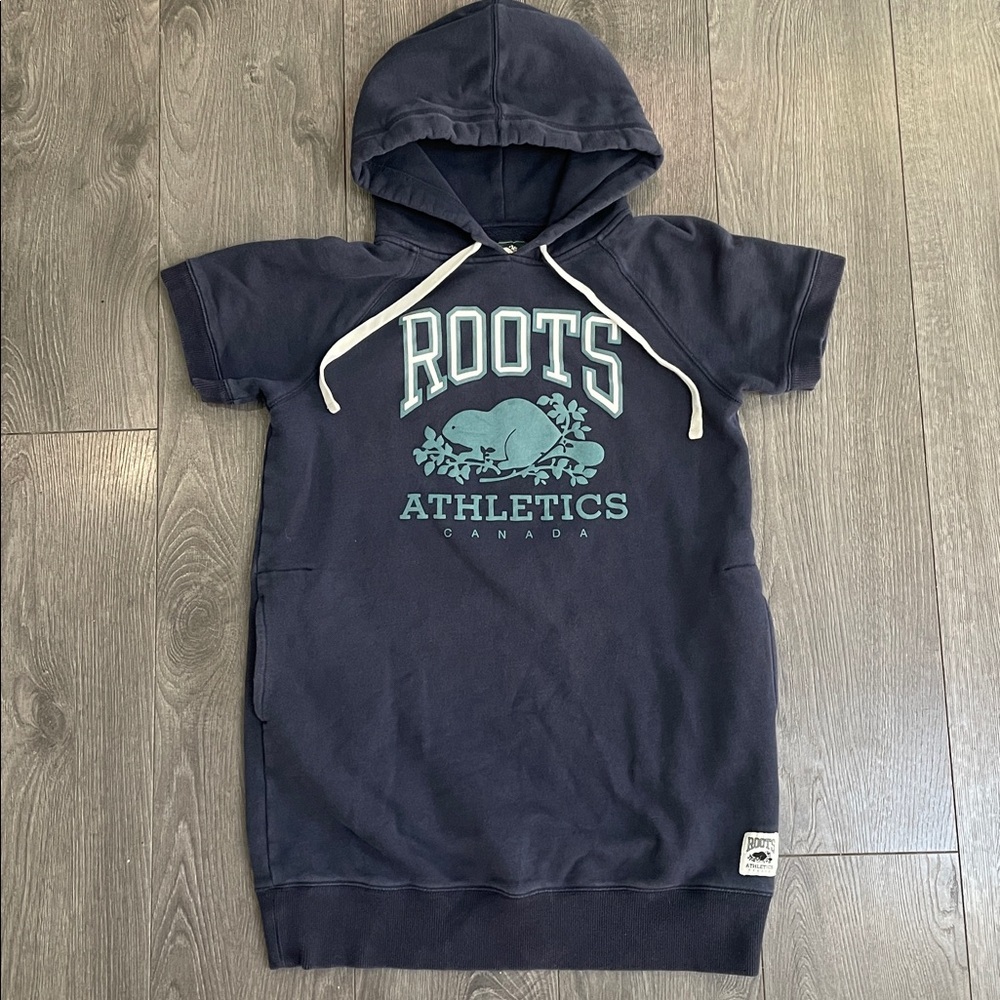 Roots Canada Cabin Hoodie  front side Pockets Cotton sweatshirt shortsleeved
